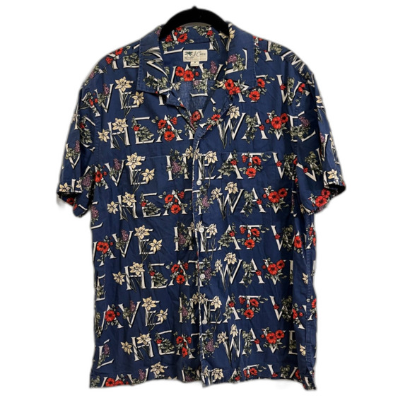 J. Crew Blue Heatwave Button Up Short Sleeve Camp Shirt Top Mens Size Medium - Picture 2 of 11